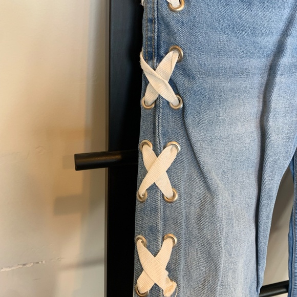 Zara Lace Up Side Straight Leg Jean - Picture 3 of 5